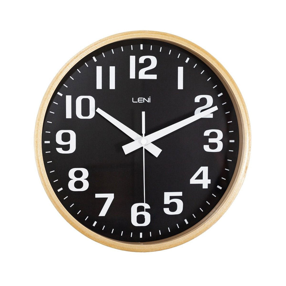 Leni Contemporary Style Wood Wall Clock 26cm (Black)