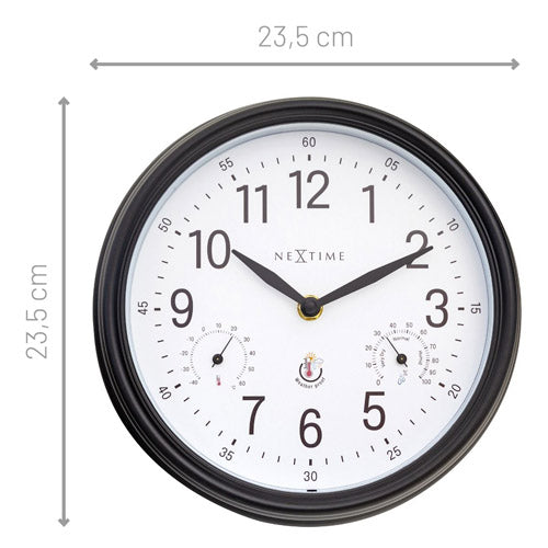 NeXtime Jasmine Outdoor Wall Clock 23.5cm (Black & White)