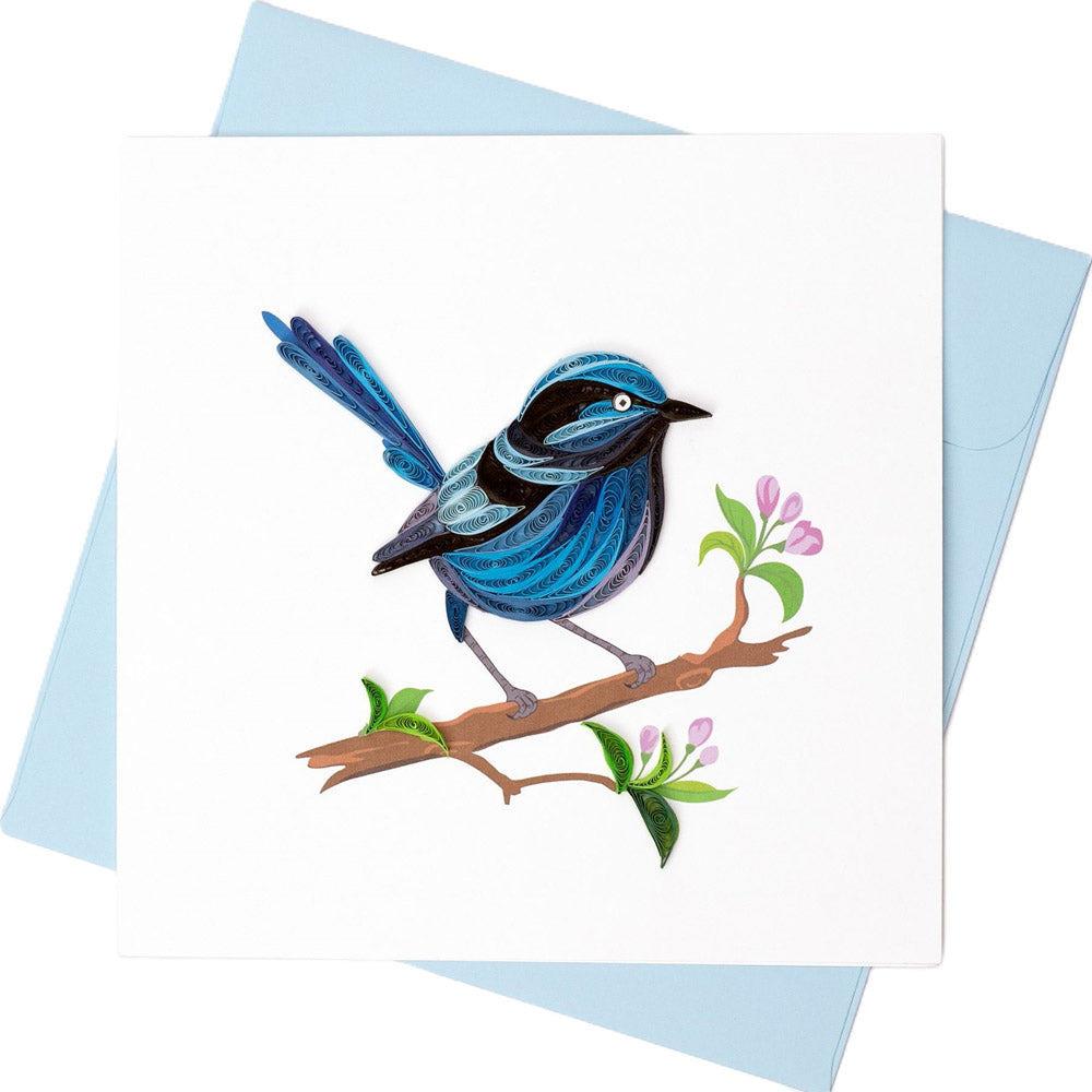 Quilled Western Australian Blue Wren Greeting Card (15x15cm)