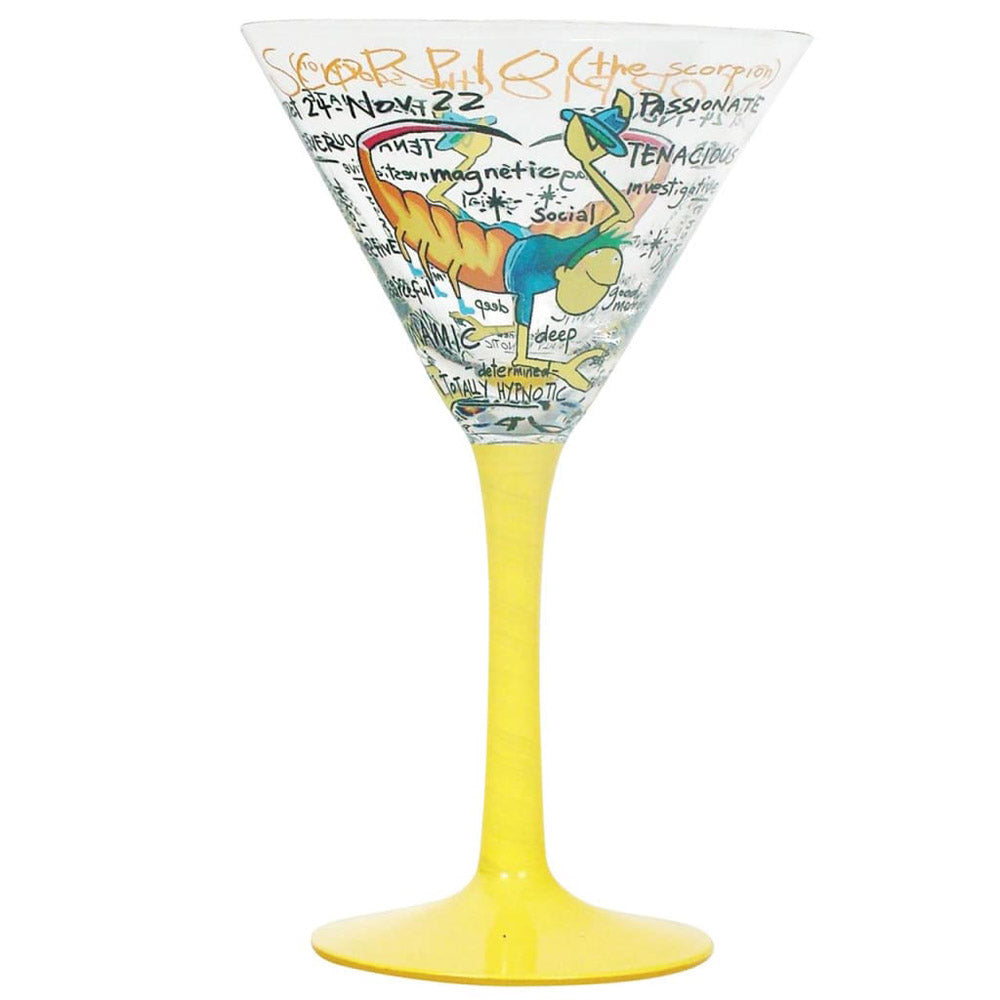 Zodiac Hand-Painted Martini Glass