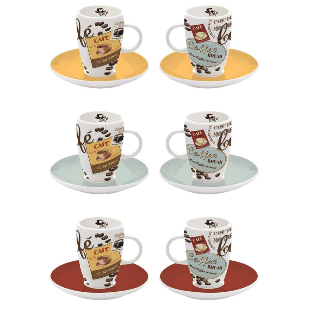 Vintage Expresso Cup and Saucer Set 6pc