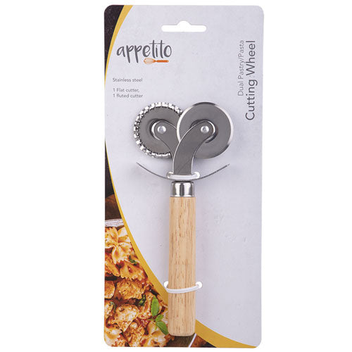 Appetito Stainless Steel Dual Pastry/Pasta Cutter Wheel