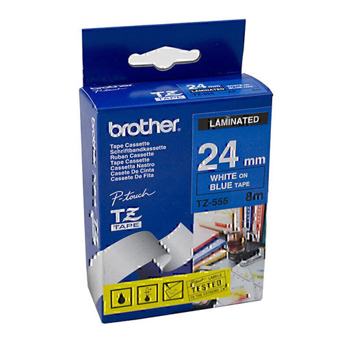 Brother Laminated White on Blue Labelling Tape