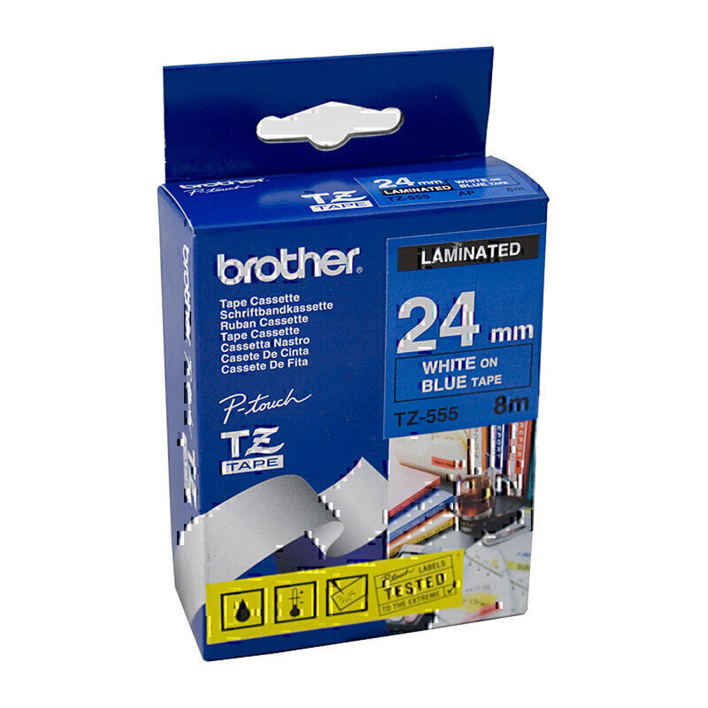 Brother Laminated White on Blue Labelling Tape