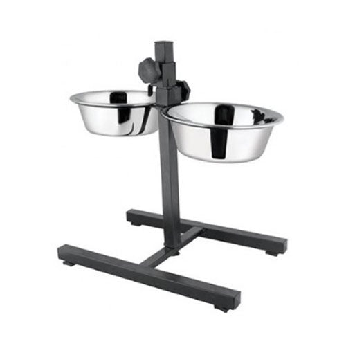 Adjustable Heavy Duty Double Feeder Stand w/ Bowls