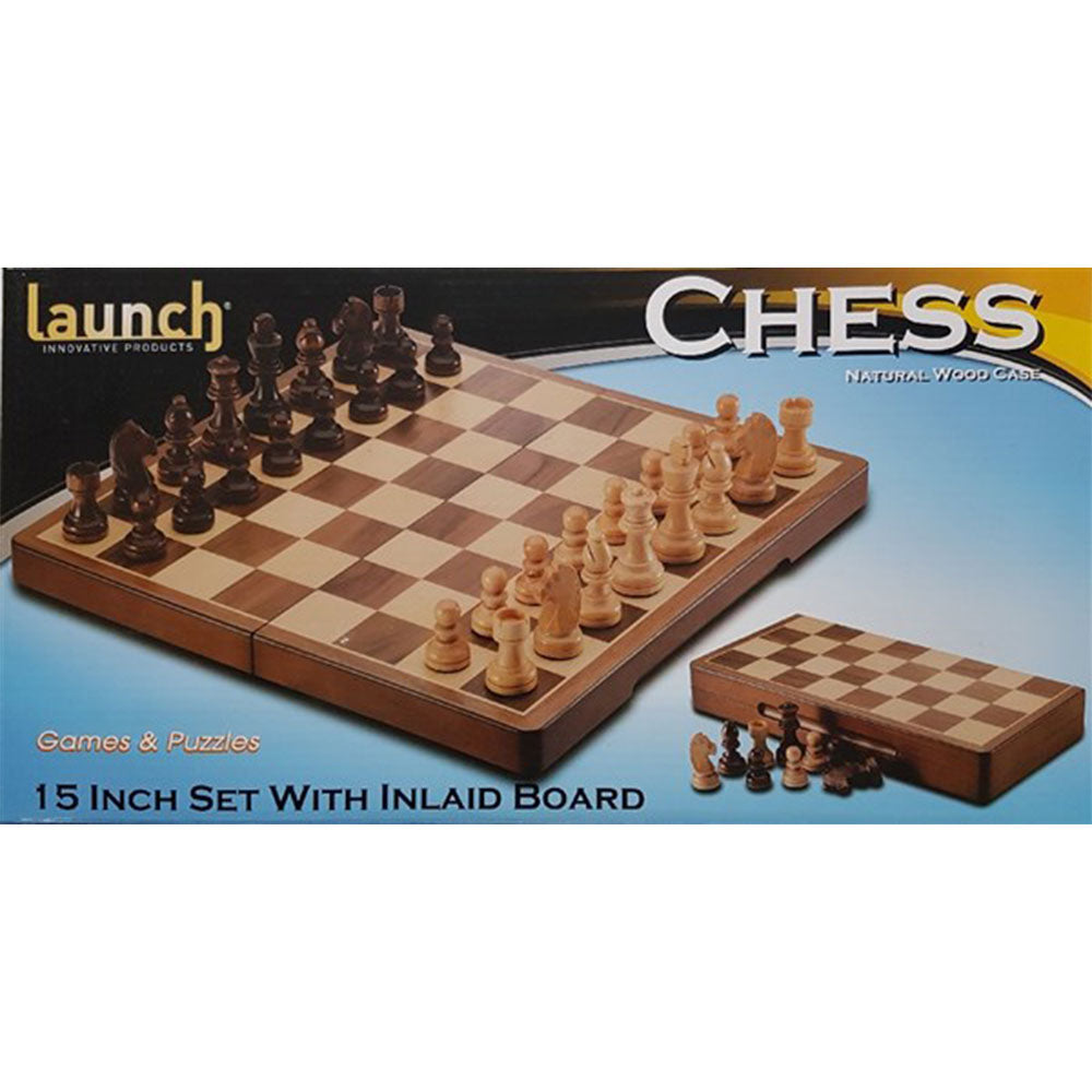 Launch Inlaid Folding Round Edges Chess Set 15"