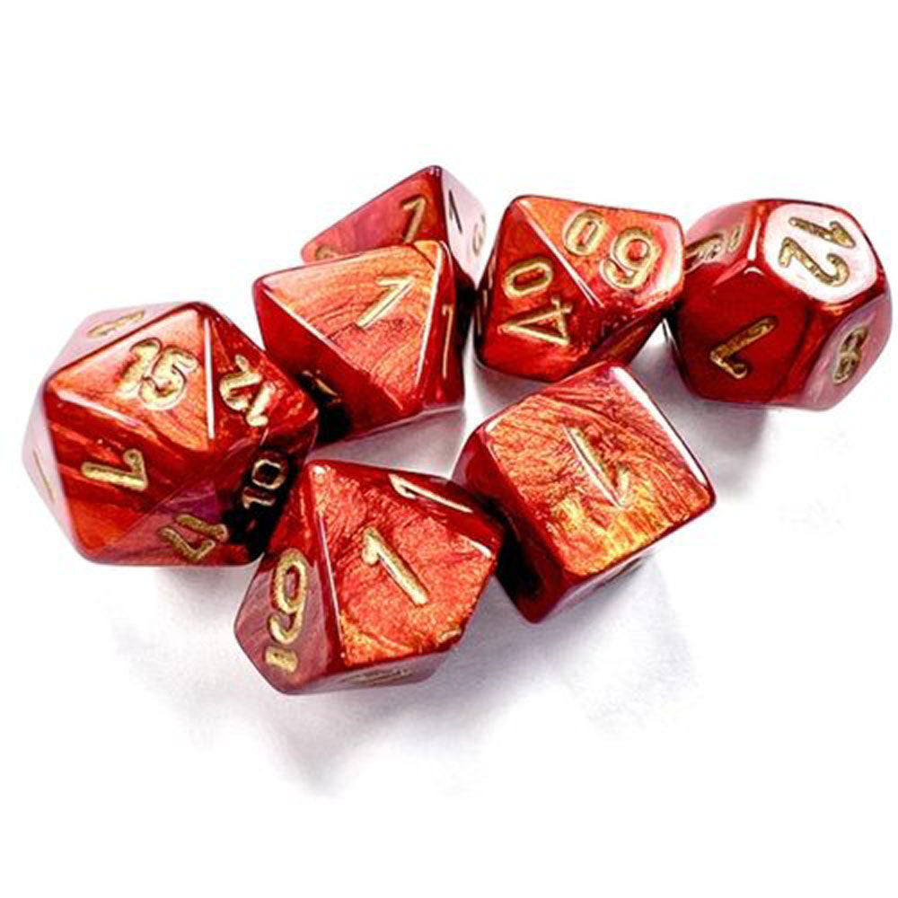 Chessex Scarab Mini-Polyhedral 7-Die Set (Scarlet/Gold)