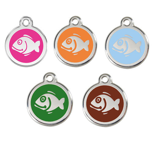 Stainless Steel Enamel Fish Cat Tags (Small)