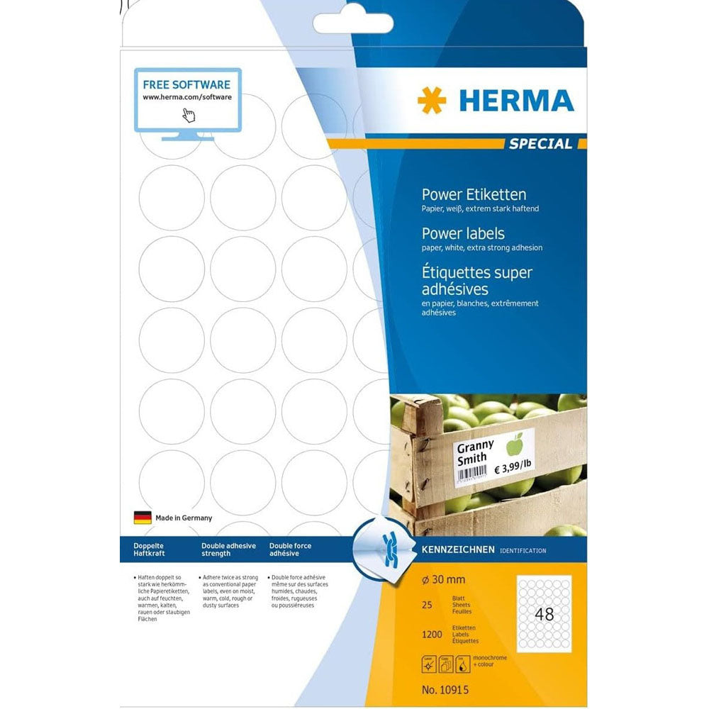 Herma Round Power Labels A4 30mm 25pc