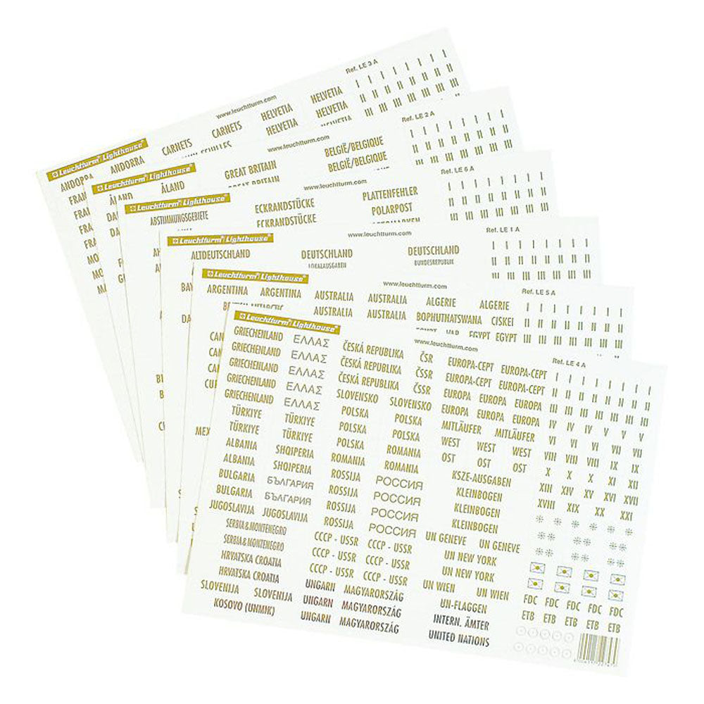 Leuchtturm Philatelic Terms Country Labels (Clear/Gold)