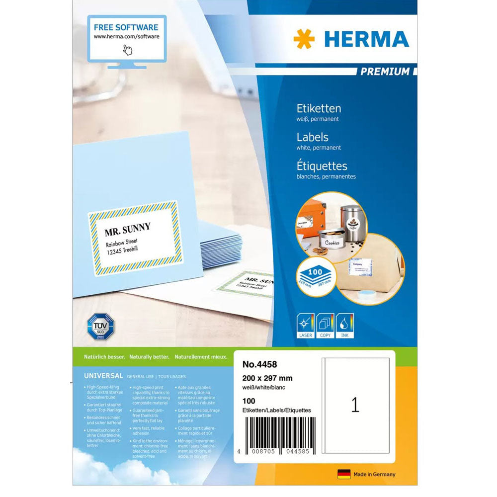 Herma Premium Labels A4 297mm 100pc