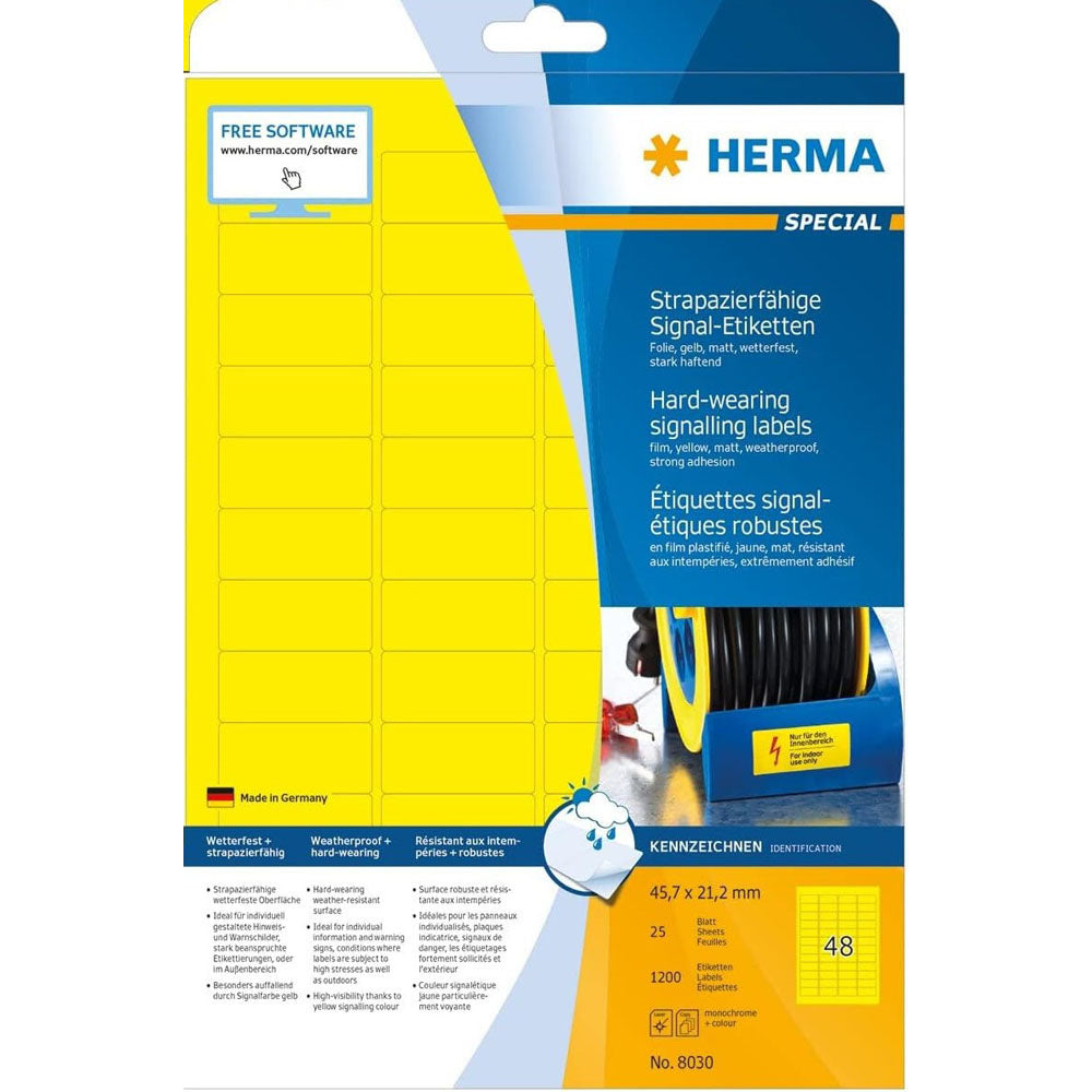 Herma Hard-Wearing Signalling Labels (Yellow)