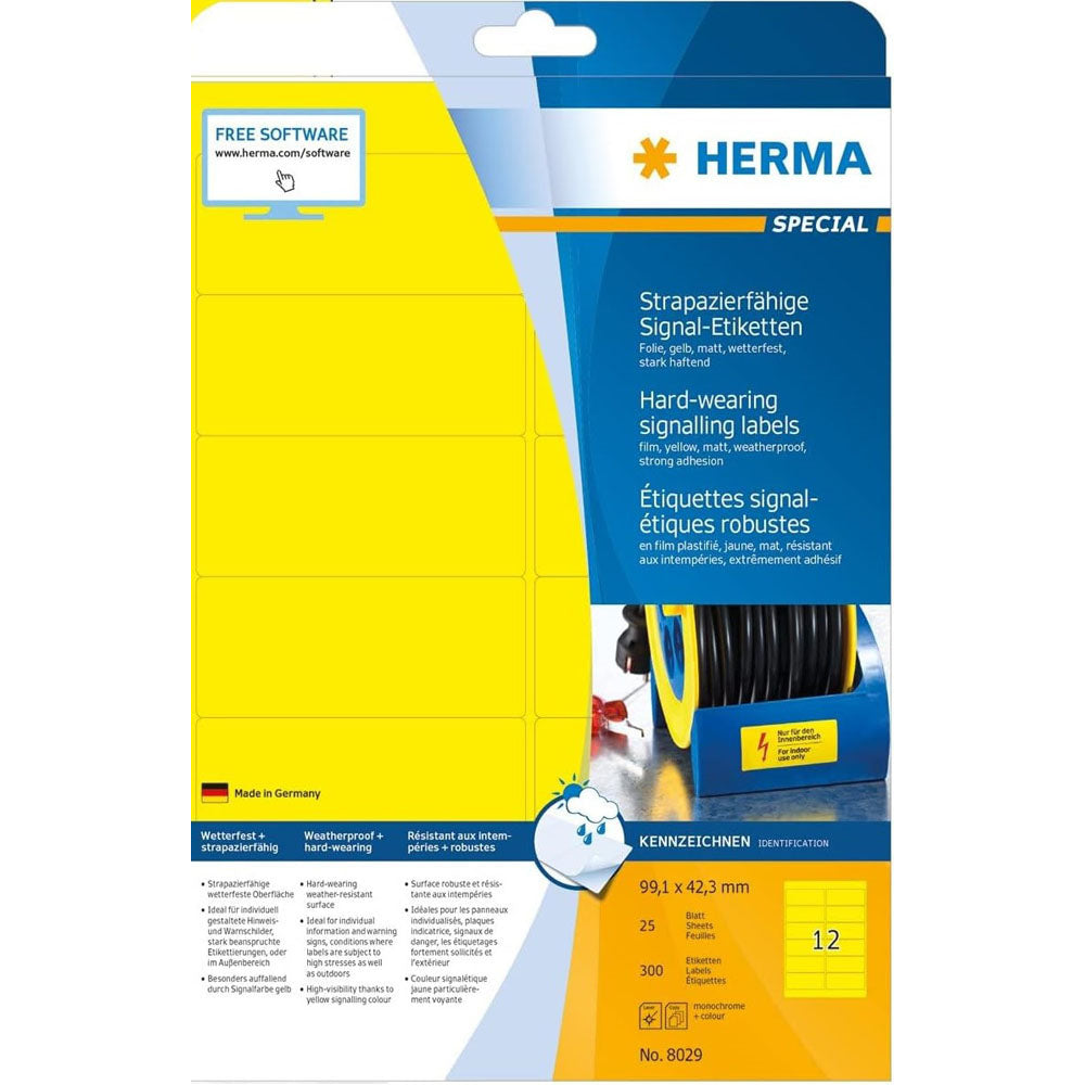 Herma Hard-Wearing Signalling Labels (Yellow)