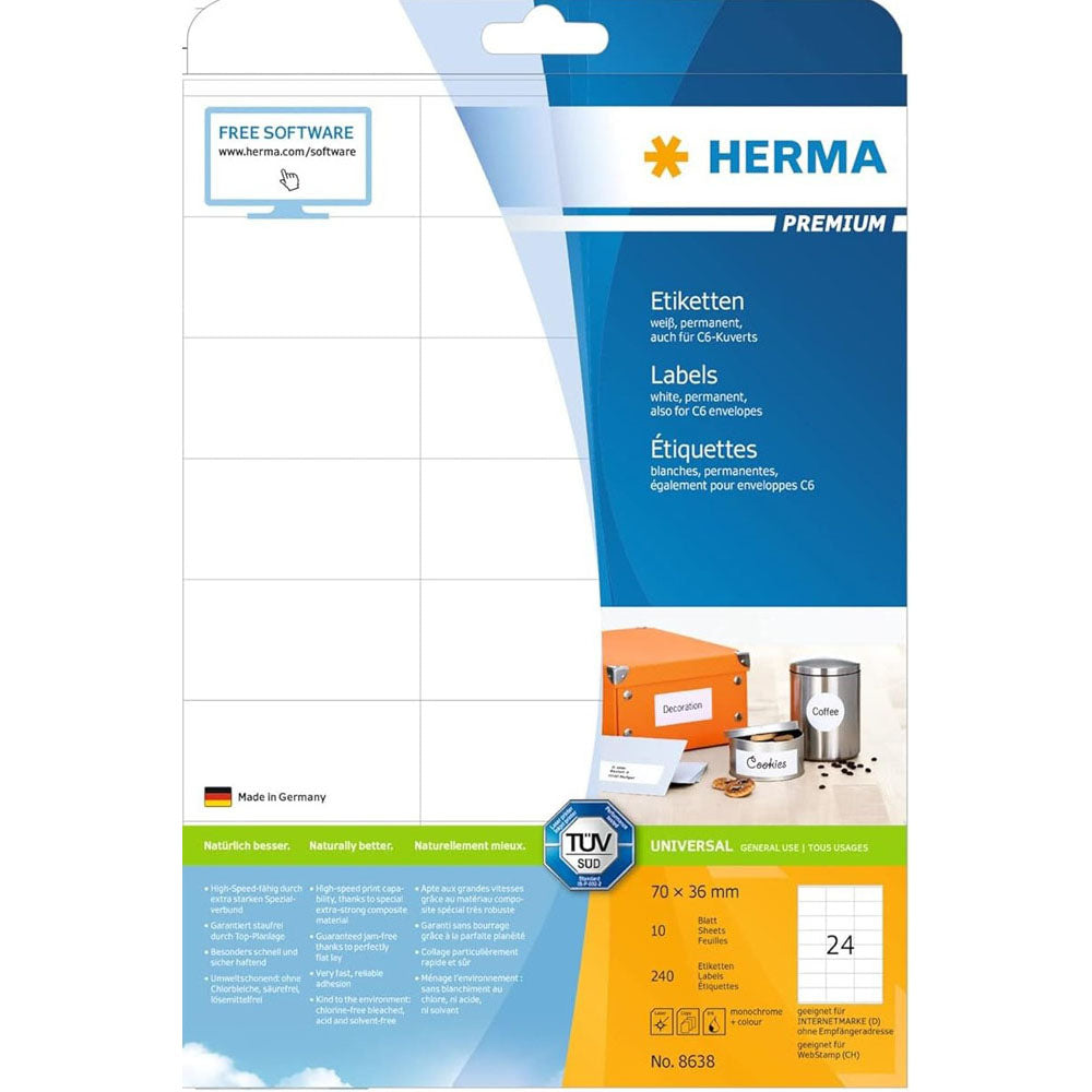 Herma Premium Labels A4 70mm 10pc