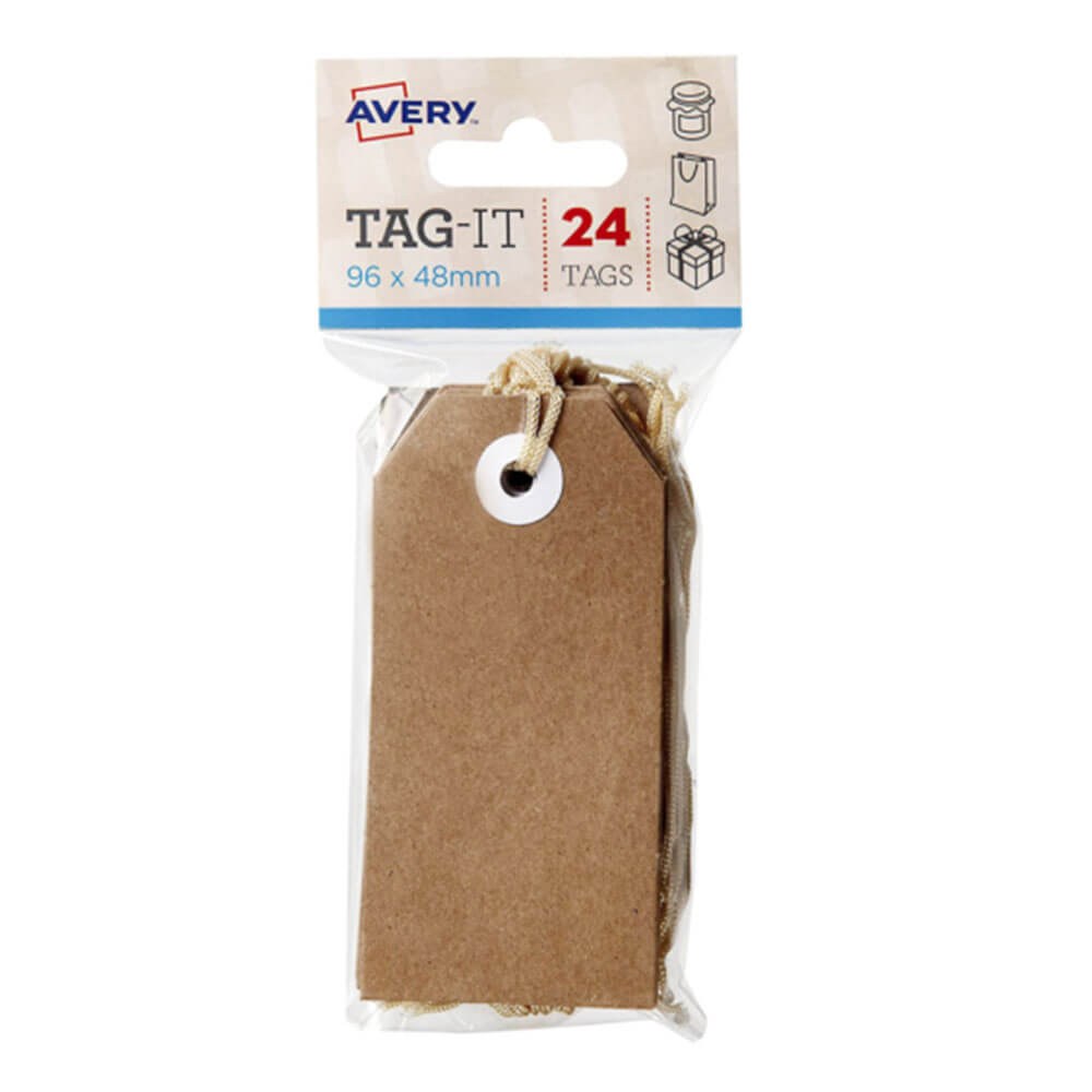 Avery Tags with String 24pk (96x48mm)