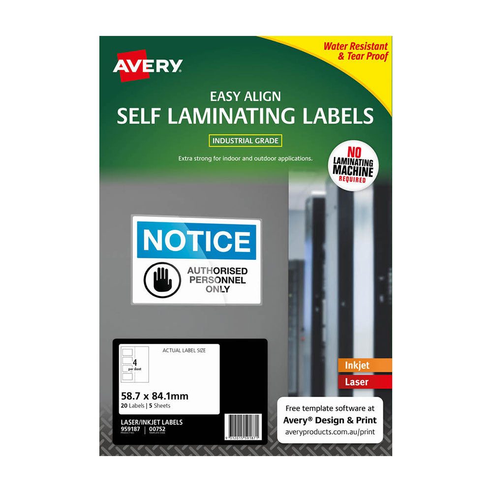 Avery Self Laminating Label 5pcs (59x84mm)