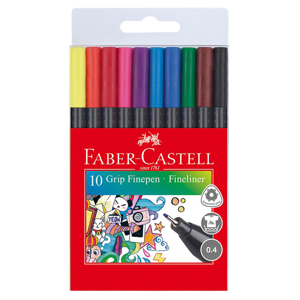 Faber-Castell Triangular Grip 0.4mm Fineliner Pen 10pcs