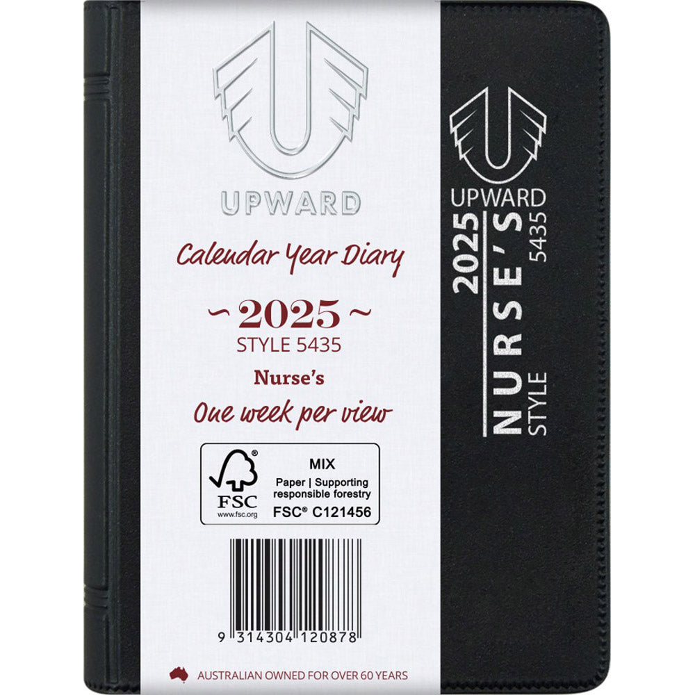 Upward Nurse's PVC Cover A7 Week to View 2025 Diary (Black)