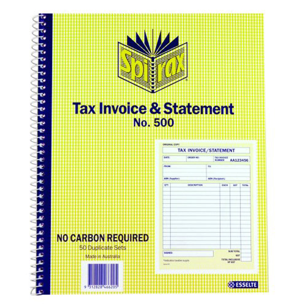 Spirax Carbonless Duplicate Invoice/Statement Book 5pk