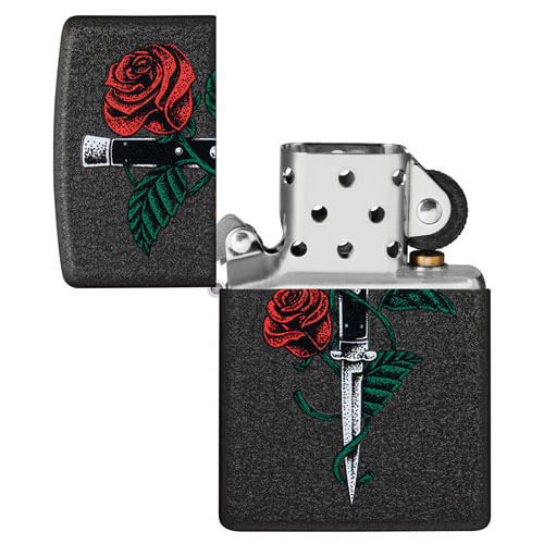 Zippo Rose Dagger Tattoo Design Lighter