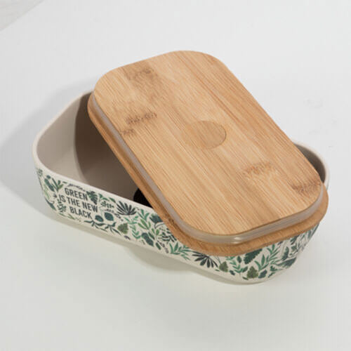 Typhoon Green New Black Bamboo Lunch Box (20x11x6cm)